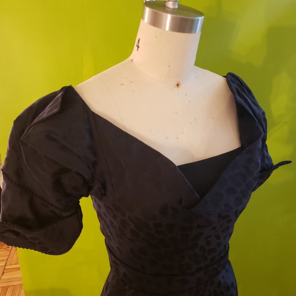 Zac Posen Asymmetrical Navy Animal Print Dress - Picture 3 of 8